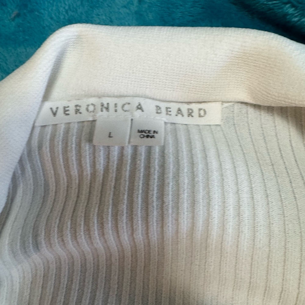 Veronica Beard White Ribbed Button-Down Shirt - image 2